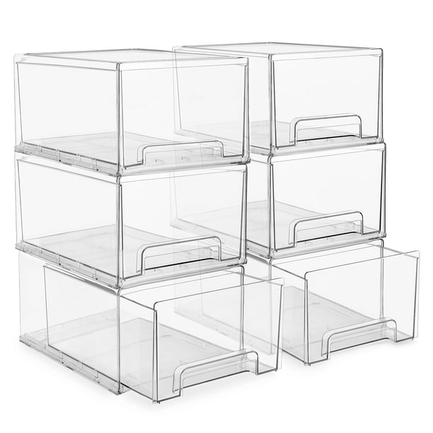 Cajones de almacenamiento Sorbus, grandes, transparentes, apilables, 6 unidades, de plástico