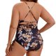 thumbnail image 4 of Agnes Orinda Traje de baño de una pieza con estampado de tirantes cruzados para control de abdomen para mujer de talla grande, talla 2X, floral marrón amarillo, 4 of 8