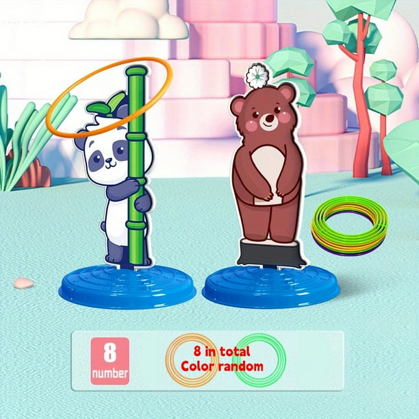 1 Set Kid Animals Ring Toss Game Toy, Indoor And Outdoor Leisure Competition, Popular Parent-child Interactive Circle Throwing Toys, Stacking Game, Gifts For Early Education Toy