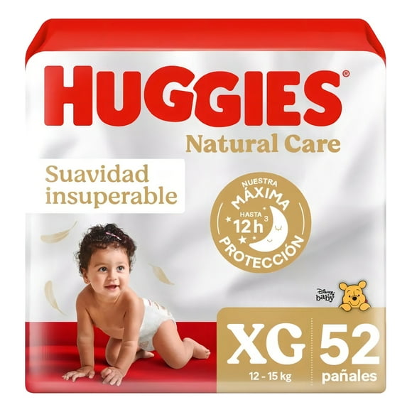 Pañales Huggies Natural Care Xg 52 Unidades Rojo