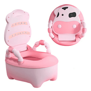 Wakeshome - Pelela Bacinica Baño Infantil Para Niños Vaquita Color Rosa