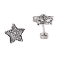 Tiana Joyas - Aro Estrella Plata Poste Con Tornillo Y Circones Transparentes