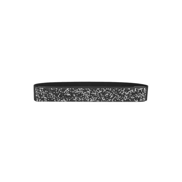 Cinturón elástico para mujer INSPIRE CHIC con incrustaciones de piedras de estrás, versátil para vestidos, cinturones de cintura 70x3.7cm/27.6x1.5" Blanco estrellado