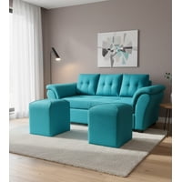 Mueblesjd - Sofá New Sira +2 Puff Felpa Calipso