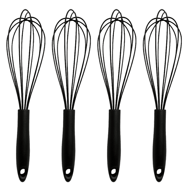 Juego de batidores de silicona, batidores con revestimiento antirayaduras para cocinar y hornear, juego de 4 batidores de cocina resistentes