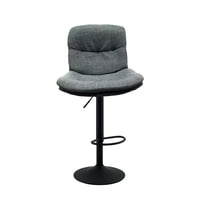 Global Latin Group - Silla De Bar Ajustable Base Negra Y Tela Estilo Nórdico Gris Oscuro