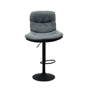 Global Latin Group - Silla De Bar Ajustable Base Negra Y Tela Estilo Nórdico Gris Oscuro