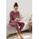 thumbnail image 2 of Pijama Franela Mujer Estampado Flor de Loto Burdeo terracota XL, 2 of 8