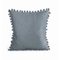 Genérico - Pack De 2 Fundas De Cojines Terciopelo Con Pompones 45X45 Cm Gris Claro