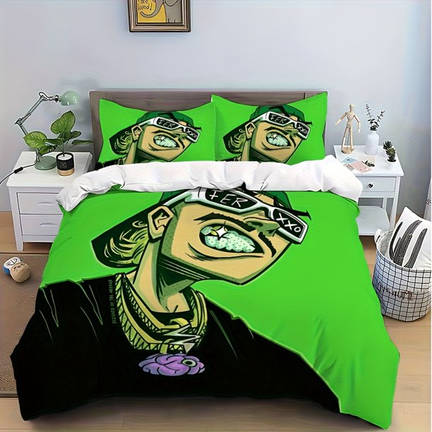 Stylish F-FER XXO Green Graffiti Design 3pcs bedding Perfect for Year-Round Use Available