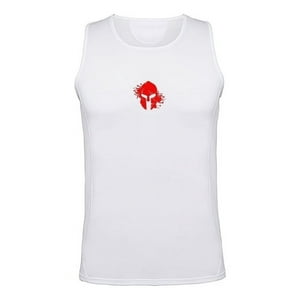 Persodesign - Polera Dryfit Espartano Blood Musculosa Tank Gimnasio Talla L Blanco Hombre
