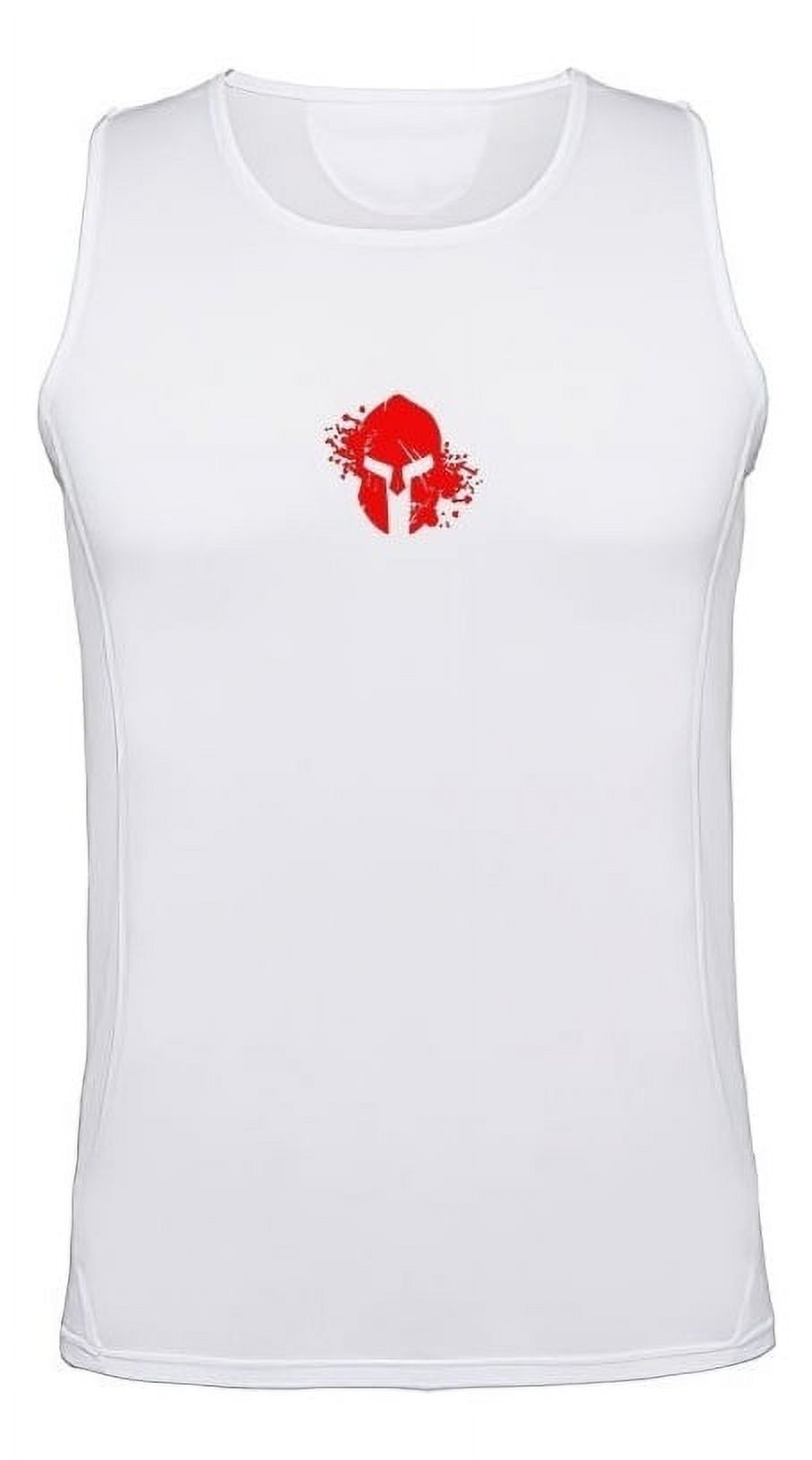 Persodesign - Polera Dryfit Espartano Blood Musculosa Tank Gimnasio Talla L Blanco Hombre