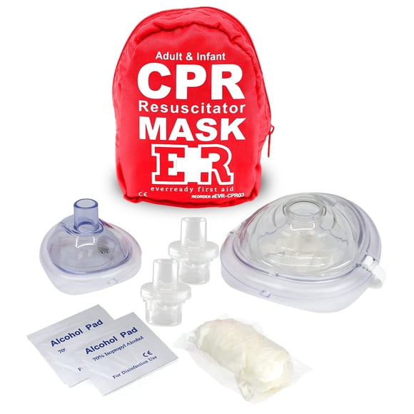 Kit combinado de mascarillas de resucitación cardiopulmonar Ever Ready para primeros auxilios para a