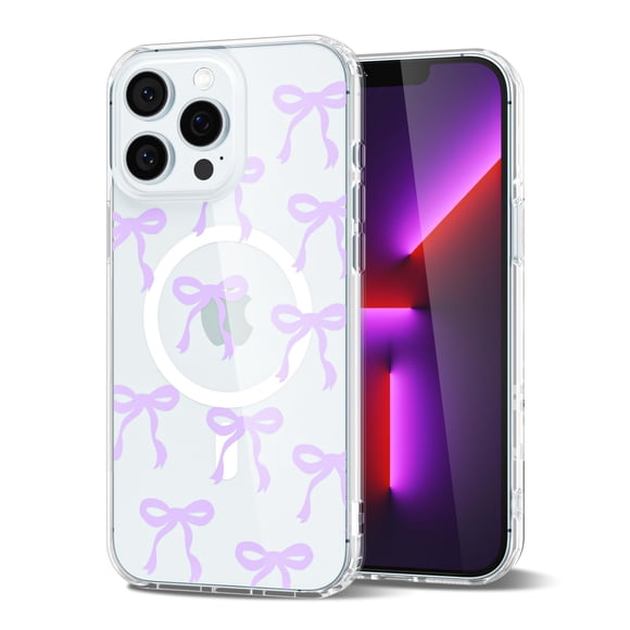 Funda de teléfono Svanove para iPhone 13 Pro con estampado de lazo morado transparente