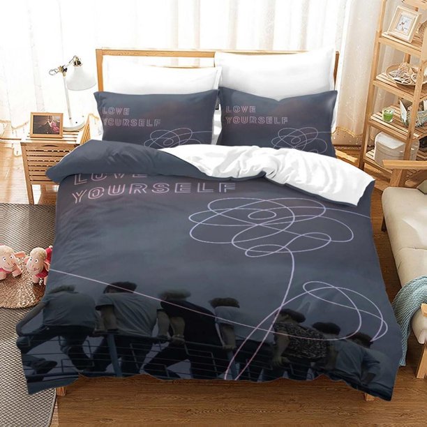 BTS Bangtan Boys Quilt Duvet Cover Set Soft Bedroom Decor3-Piece Bedding Set