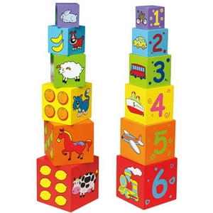 Viga - Juguete Madera Bebé Cubos De Encaje Y Apilables