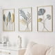 thumbnail image 1 of 3pcs Mounted Metal Wall Decor, Thick Minimalist Metal Wall Art, Modern Metal Leaf Wall Hanging, Suitable For Sofa Backdrop Bedroom And Living Room, Golden Classic Style, No Frame, 17.3x 11.8 Inches, 1 of 5