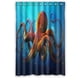 thumbnail image 1 of Cortina de ducha con diseño de pulpo encorvado, divertida y bonita, con ganchos, tamaño 48 x 72 pulgadas, 1 of 3
