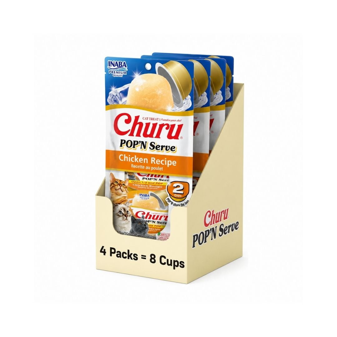 Caja Churu Gatos Pop'n Serve Pollo 4 Un. (8 Cups)