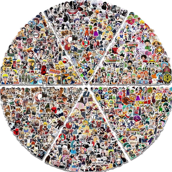 Paquete de stickers grandes de anime Arme, 600 piezas, impermeables para botellas