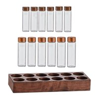 Magideal - Tubos De Almacenamiento De Granos De Café, 12 Uds., Tubo De Bodega De Café Con Soporte De Madera De Nogal, Contenedores De Café Para Té, Azúcar, Venta