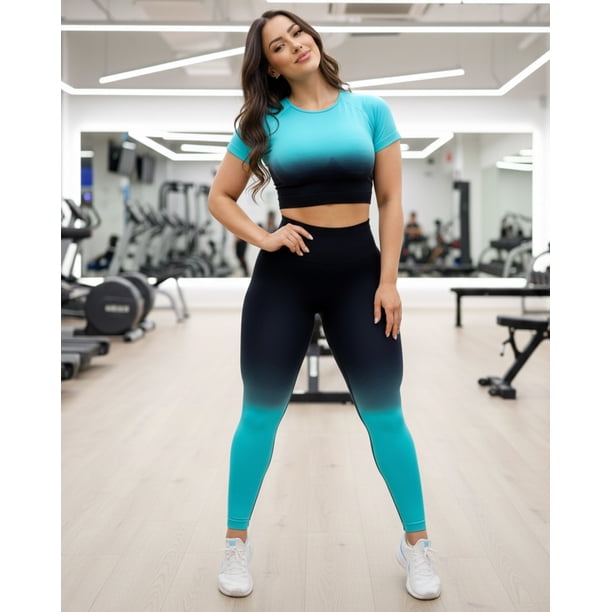 Conjunto deportivo Mujer degradé calza push up