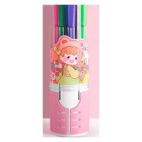 Genérico - Pack 12 Lapices Boligrafos De Colores Rosado Muñeca Kawaii