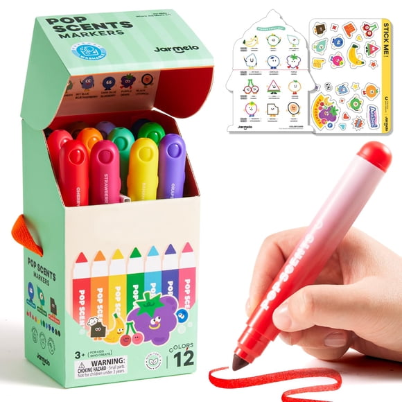 Marcadores aromáticos lavables Jar Melo para niños de 4 a 8 años, 12 colores
