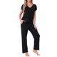 thumbnail image 2 of INSPIRE CHIC Pijamas para Mujer Cuello en V Manga Corta con Pantalones con Cordón Conjunto de Ropa de Dormir Estampado con Bolsillos S Negro, 2 of 6