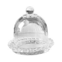 Magideal - Plato De Pastel De Cristal, Cúpula De Postre Con Base Con Soporte De Tapa, Bandeja De Servidor De Exhibición De Frutas Para Fiestas Festivas, Hoteles, Borde De Encaje