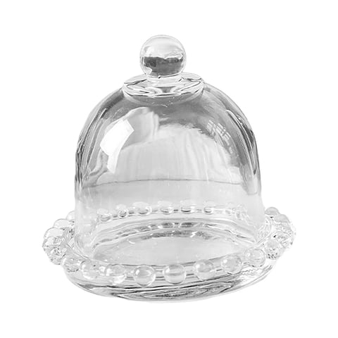 Magideal - Plato De Pastel De Cristal, Cúpula De Postre Con Base Con Soporte De Tapa, Bandeja De Servidor De Exhibición De Frutas Para Fiestas Festivas, Hoteles, Borde De Encaje