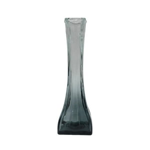 Fliperex - Florero Decoratico De Vidrio Transparente Base Oscura Simple Negro