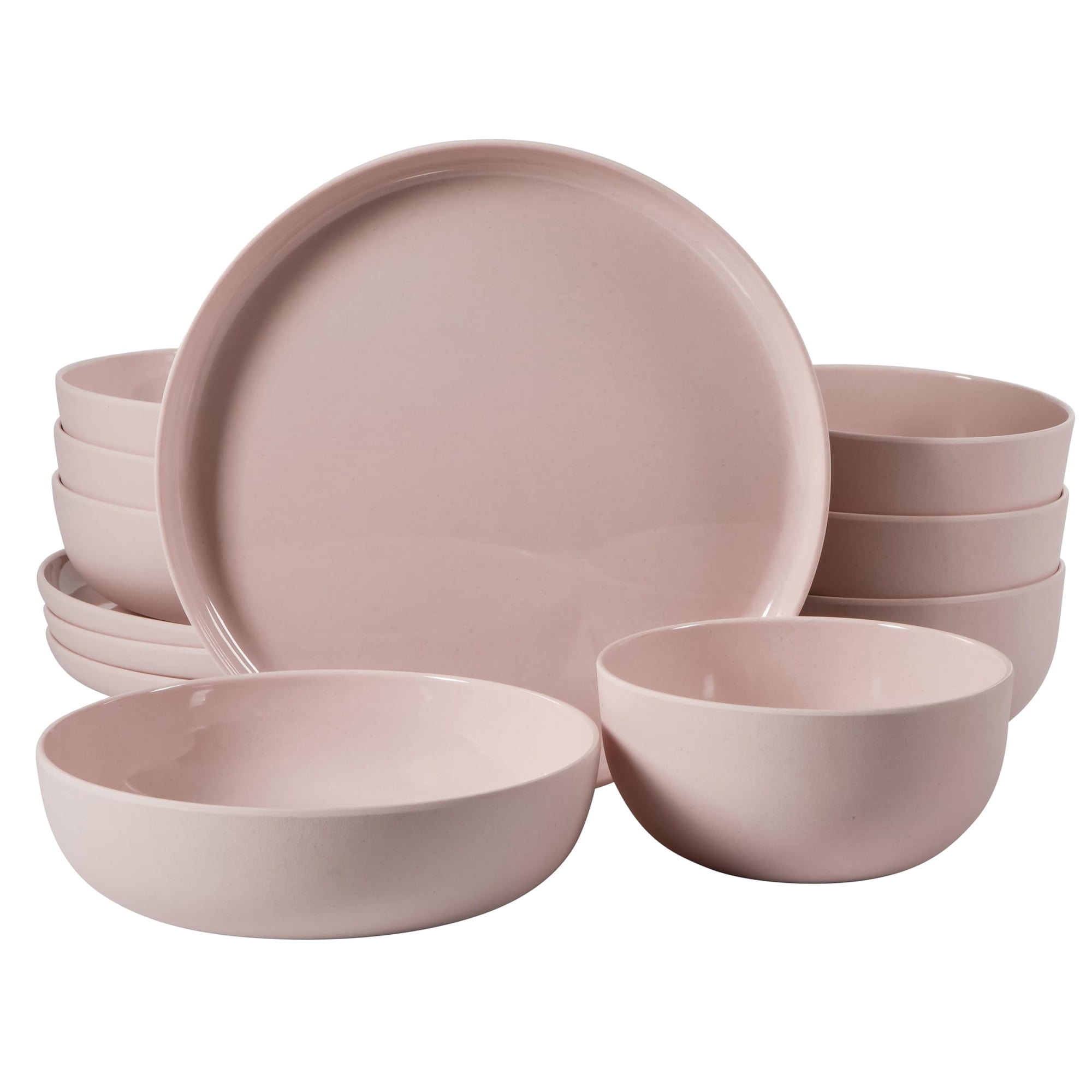 Vajilla Gibson Home Candy Skies 12 Piezas Platos Y Tazones Rosa