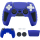 thumbnail image 1 of Funda para controlador de PlayStation 5, funda de silicona antideslizante para el mando de PS5 con tapones para el pulgar, protectores para el joystick y adhesivo envolvente para la funda-Azul, 1 of 7