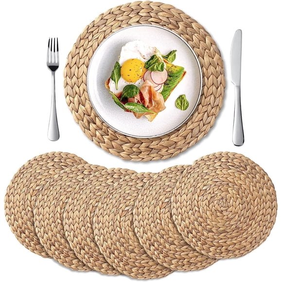 Placemats YANGQIHOME, juego de 6 jacintos de agua redondos tejidos