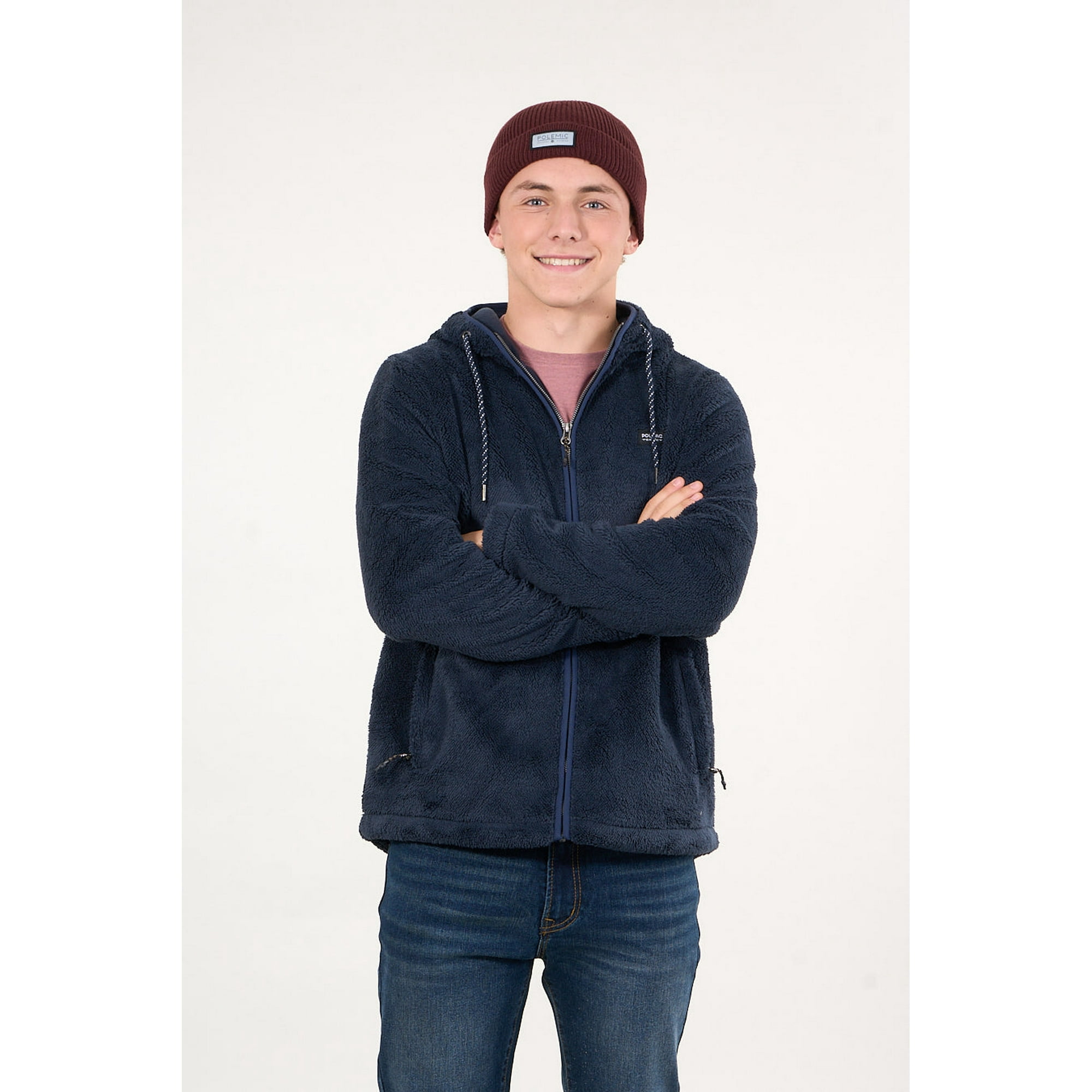 Polemic - Poleron Bonded Shaggy Con Gorro Azul Wi8301 Junior