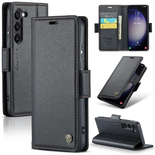 CaseMe tipo cartera Samsung Galaxy S23 con cierre magnético, RFID, tarjetero, soporte, carga inalámbrica
