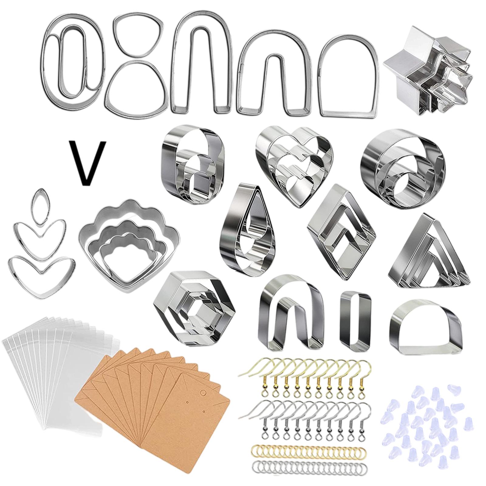 Magideal - Cortadores De Arcilla Polimérica De Material Acero Inoxidable, Para Hornear, Cortadores De Pendientes De Arcilla Con Tarjetas Para Pendientes Y Ganchos