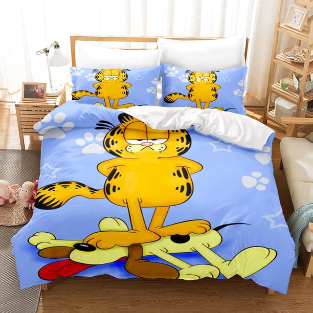 Garfield Anime Duvet Cover Set Comforte Printed Cartoon Twin Size Bedding Sets Christmas Gifts 3 piece