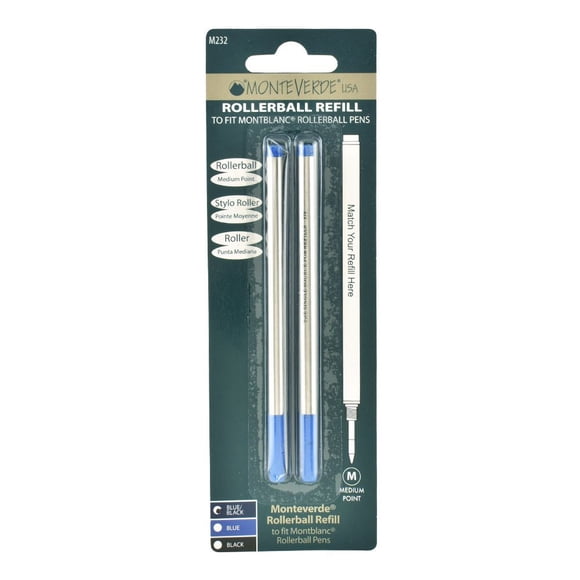 Recarga de Bolígrafo Monteverde Compatible con Montblanc Punta Media Azul Negro