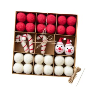 Magideal - Bolas De Fieltro Para Navidad, Adornos Para Árboles De Navidad, Adornos De Bolas De Navidad Para Hacer Tú Mismo, Decoración Navideña Para Celebrar El Rojo Y Blanco