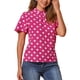 thumbnail image 4 of INSPIRE CHIC Blusa de Mujer para Regreso a Clases con Lunares, Cuello Alto, Pliegues, Abertura en la Espalda, Mangas Cortas Acampanadas XS Rosa Fucsia, 4 of 6
