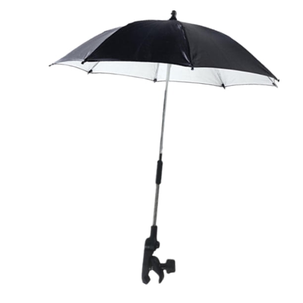 Sombrilla para silla de playa, cochecito, sombrilla contra el sol, ajustable 360 degree, flexible y resistente al agua. Negro
