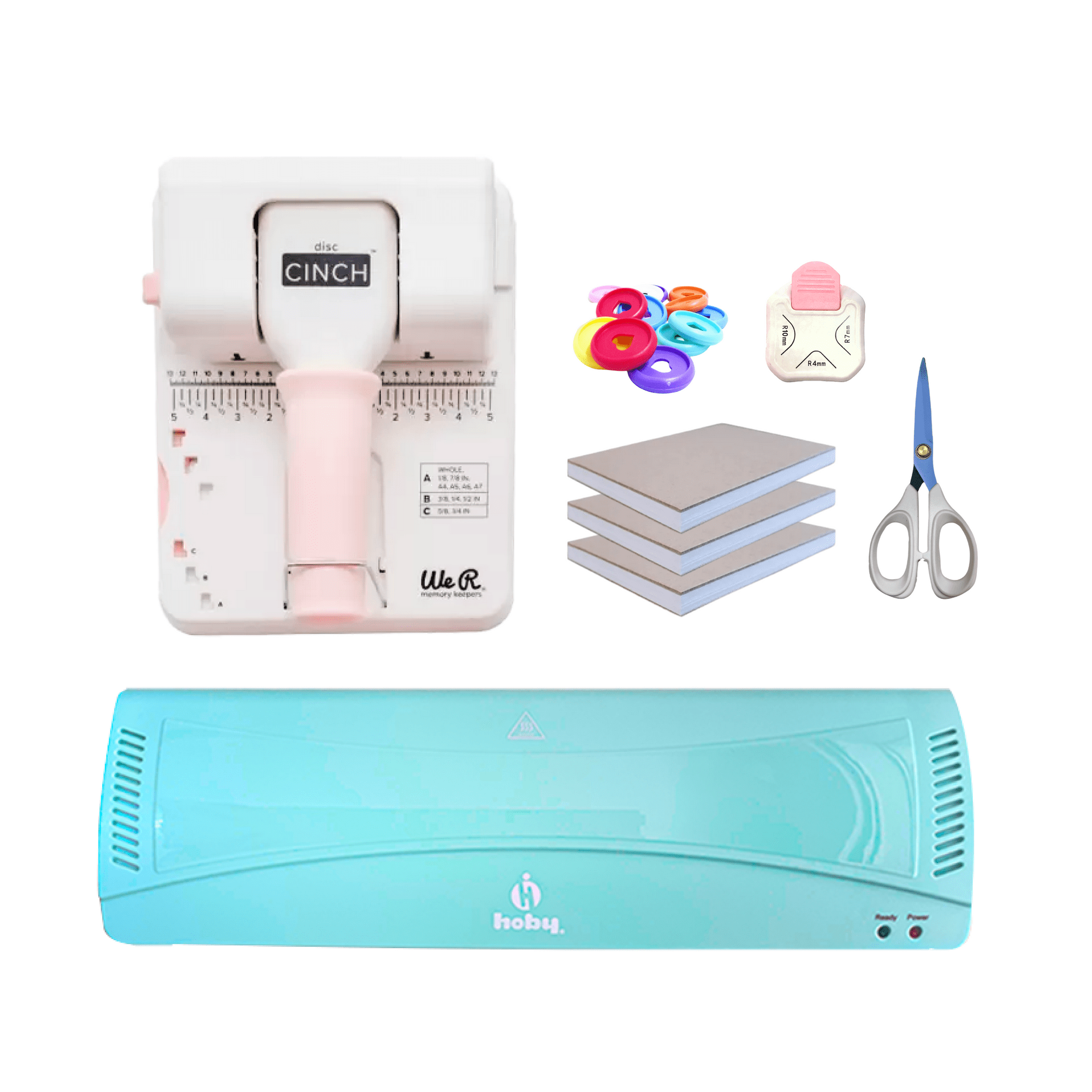 We R Memory Keepers - Kit Disc Cinch + Plastificadora Celeste + Insumos