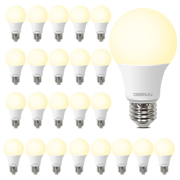 Bombillas LED DEGNJU, 8,5 W, 800 lm, 2700 K, A19 E26, paquete de 24