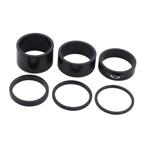 Magideal - 6 Piezas De Espaciador De Dirección De Bicicleta De Carretera, Espaciador De Vástago De Dirección De Bicicleta, Piezas De Reparación De Aleación De Al Negro