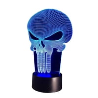 Lampara Ilusion 3D Punisher De 7 Colores, Base Touch
