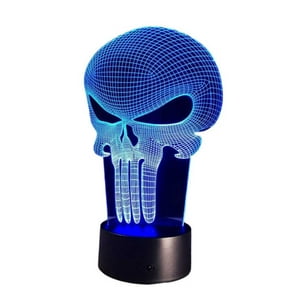 Lampara Ilusion 3D Punisher De 7 Colores, Base Touch