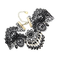 Magideal - Gargantilla De Encaje Negro Retro, Perla Victoriana Elegante Colgante Vintage Joyería De Para Disfraces De Halloween Boda Mujeres Niñas