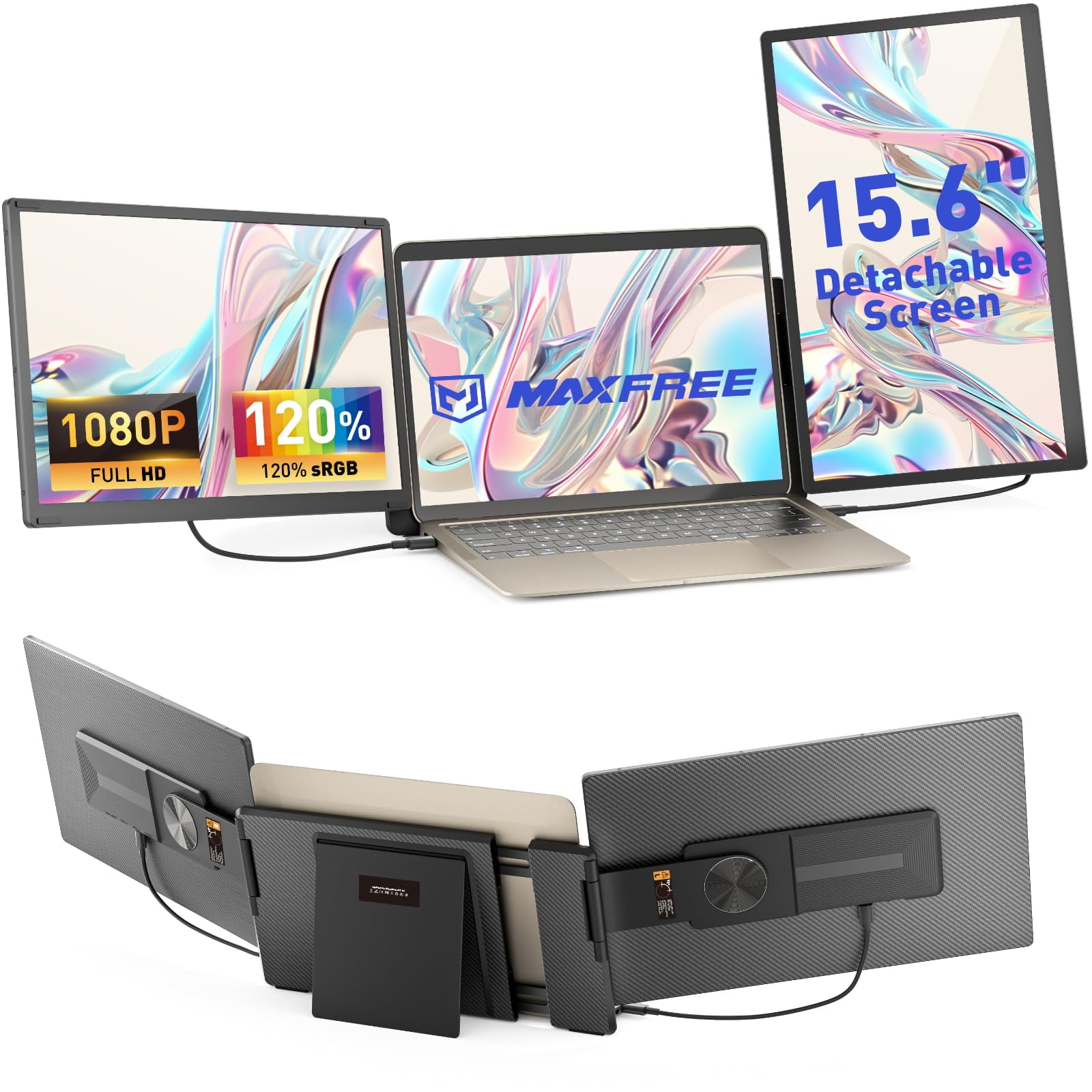 Extensor De Pantalla Maxfree 15.6 Pulgadas 1080p Triple Monitor